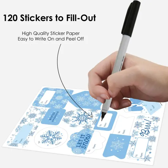 Big Dot of Happiness Blue Snowflakes - Assorted Winter Holiday Party Gift Tag Labels - To and From Stickers - 12 Sheets - 120 Stickers {4}