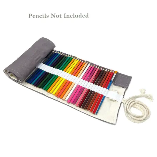 Wrapables Pencil Roll Organizer, Colored Pencil Wrap Pouch (72 slots) Gray {4}
