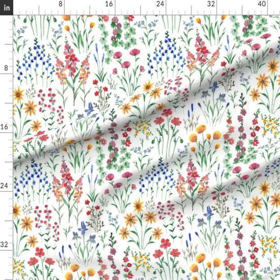 Various Fabrics by the Yard or Fat Quarter Delicate Floral Botanical Garden Bloom Meadow Wildflower Colorful Green Custom Printed Fabric by Spoonflower {1}