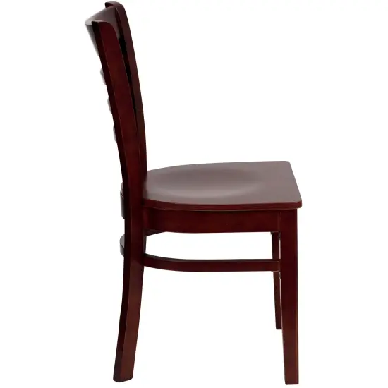 Emma and Oliver Ladder Back Wooden Restaurant Dining Chair Mahogany/Mahogany {4}