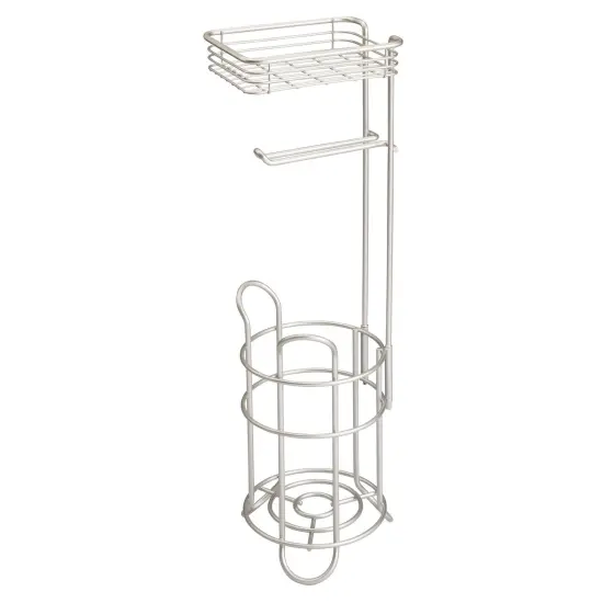 mDesign Steel Free Standing Toilet Paper Holder Stand and Dispenser {4}