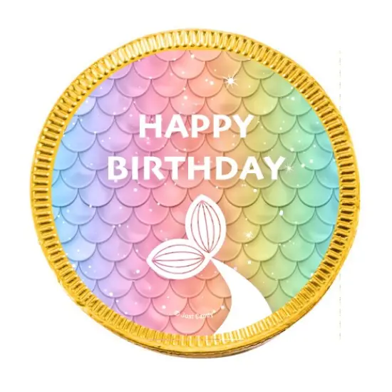 84ct Rainbow Mermaid Kid's Birthday Candy Party Favors Chocolate Coins (84 Count) - Gold Foil - By Just Candy {3}