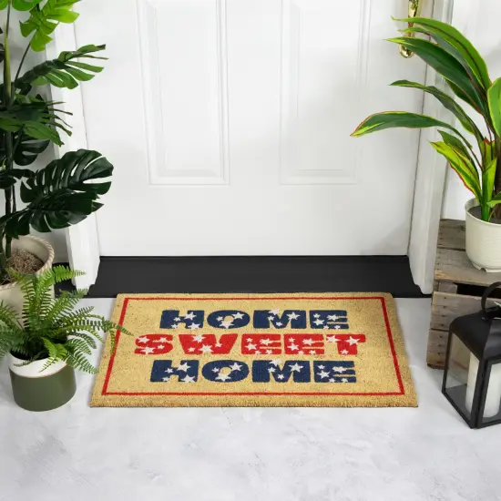 Northlight Red and Blue Americana Home Sweet Home Coir Outdoor Doormat 18" x 30" {3}