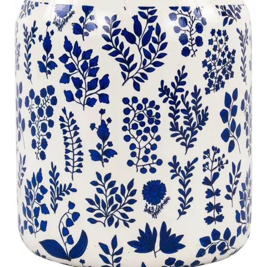 Northlight Wooden Floral Taper Candle Holder - 6"- White and Blue {7}