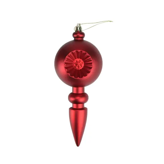 DAK 4ct Matte Red Hot Retro Reflector Shatterproof Christmas Finial Ornaments 7.5" {1}