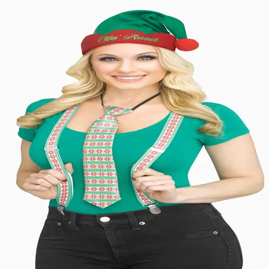 Northlight 3pc Green and Red Nordic Snowflakes Christmas Suspender Kit - One Size Fits Most {5}