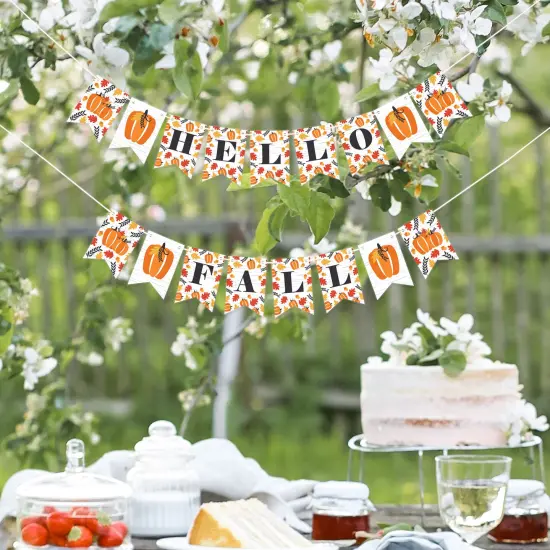 Big Dot of Happiness Fall Pumpkin - Halloween or Thanksgiving Party Mini Pennant Banner - Hello Fall {7}
