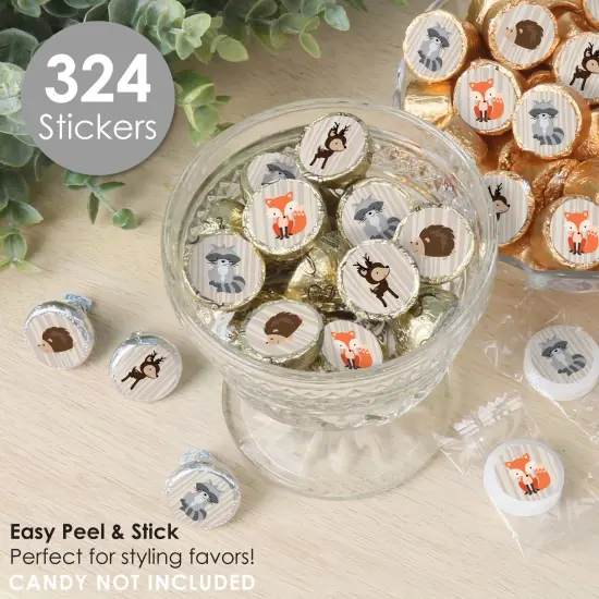 Big Dot of Happiness Woodland Creatures - Baby Shower or Birthday Party Small Round Candy Stickers - Party Favor Labels - 324 Count {3}