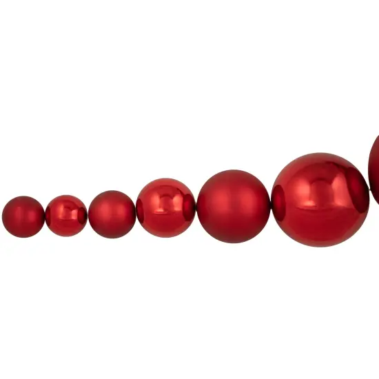 Northlight 6' Red Shiny and Matte Shatterproof Ball Christmas Swag {3}