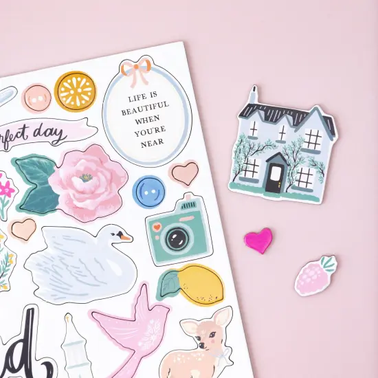 Maggie Holmes Parasol Chipboard Stickers 12"X12"-Icons & Phrase {6}