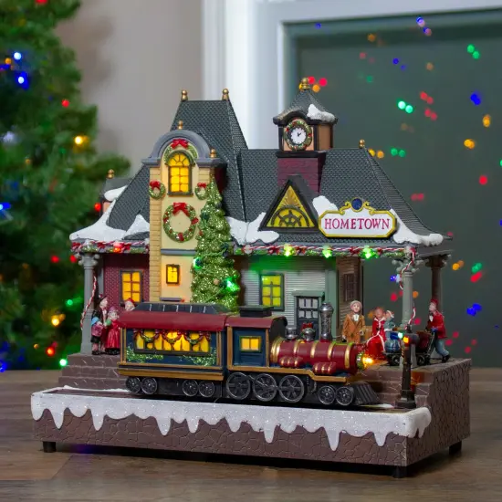 Northlight LED Lighted and Musical Christmas Train Village Display - 13" Gray {3}