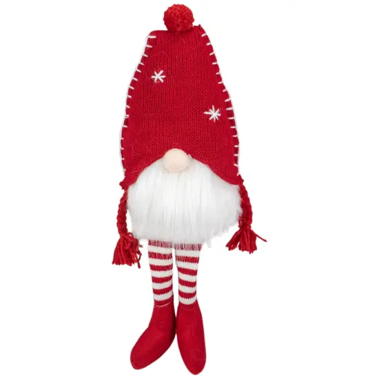 Northlight Sitting Plush Christmas Gnome Decoration - 18" - Red and White {1}