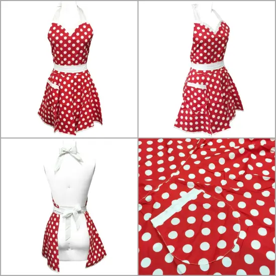 Wrapables Adjustable Flirty Hostess Apron, Red Polka Dots {2}