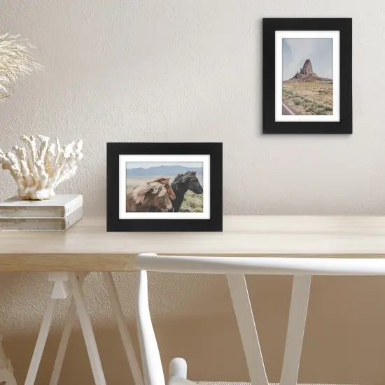 Americanflat Picture Frame with Mat - Photo Frame for Wall Display - Shatter Resistant Glass - Adjustable Hanging Hardware - Includes Easel - Black {5}