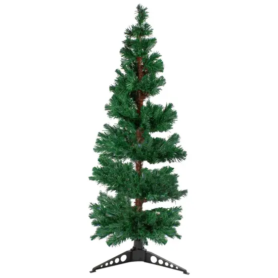 DAK 5' Pre-Lit Slim Pine Spiral Artificial Christmas Tree - Multicolor Fiber Optic Lights {1}