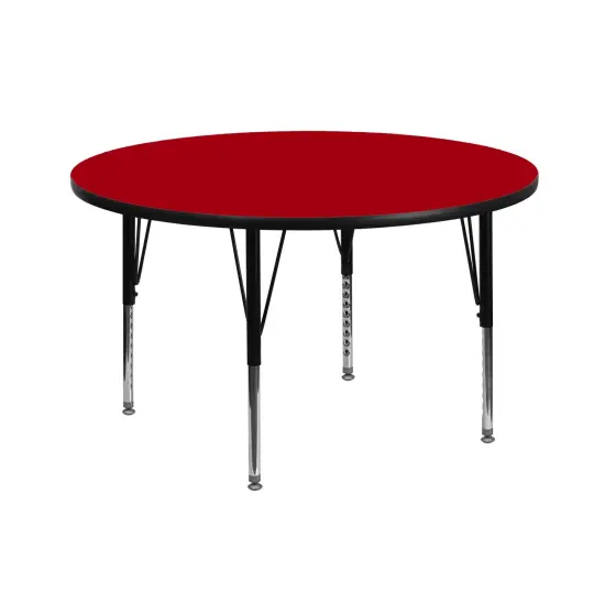 Emma and Oliver 42" Round Laminate Adjustable Preschool Activity Table Red {1}