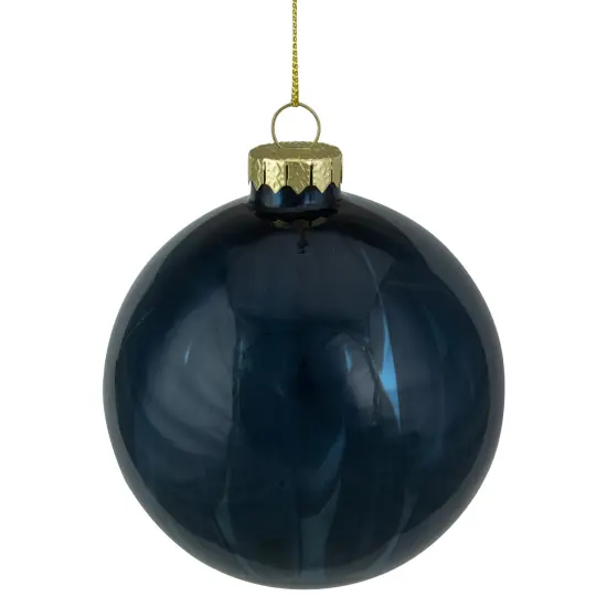 Northlight Shiny Glass Christmas Ball Ornament - 4" - Midnight Blue {1}