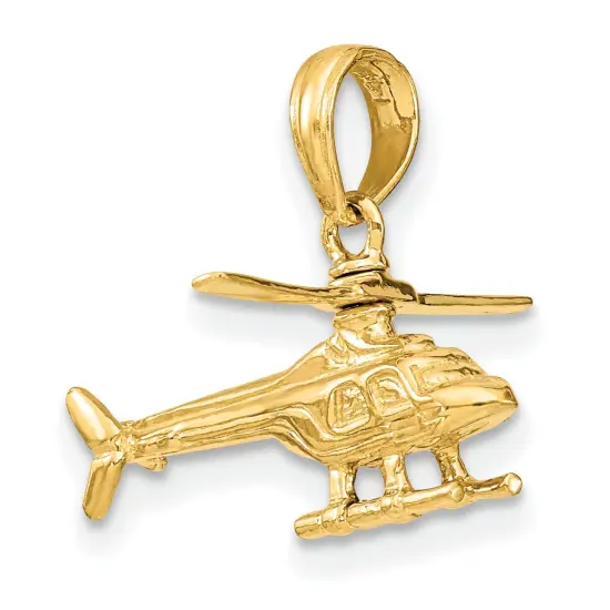 14K Gold Polished 3D Moveable Helicopter Pendant Jewerly 16.1mm x 23.8mm {4}