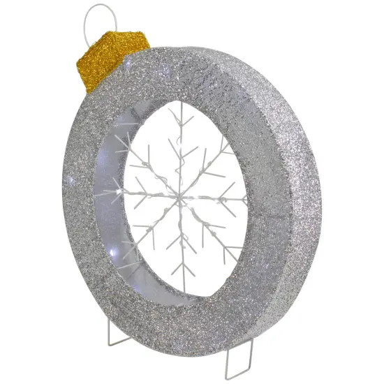 Northlight LED Lighted Silver Tinsel Ornament with Snowflake Outdoor Christmas Decoration - 21.5" {6}