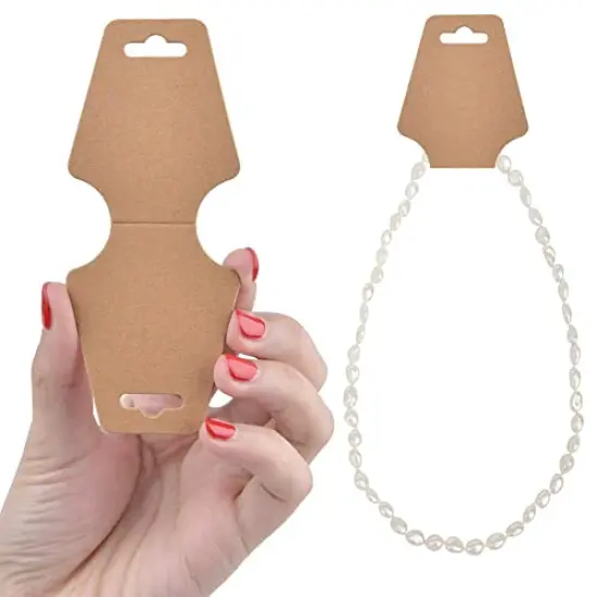 200 Pieces Keychain Display Cards with Adhesive Necklace Bracelet Jewelry Hanging Blank Kraft Paper Packaging Tags {5}