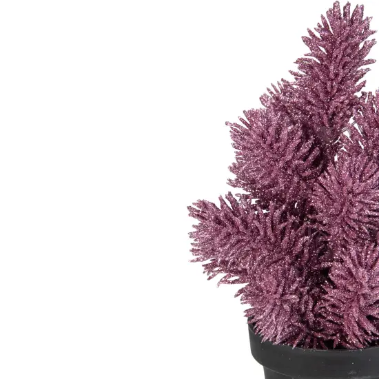 Northlight Potted Metallic Glitter Artificial Pine Christmas Tree - 8.5" - Pink - Unlit {3}
