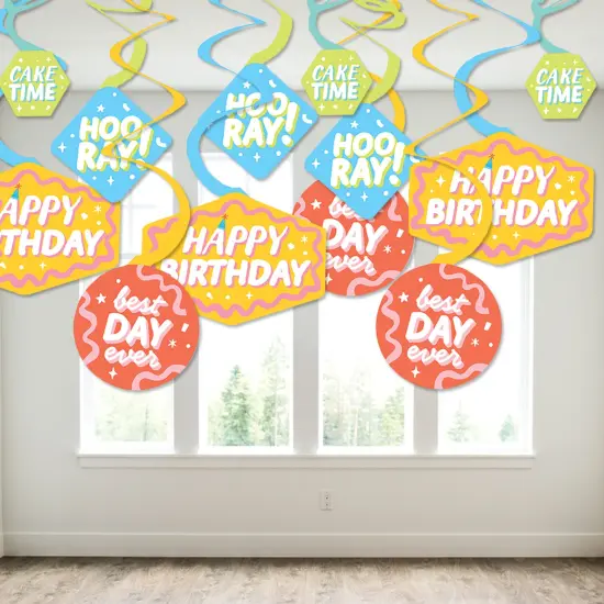 Big Dot of Happiness Party Time - Happy Birthday Party Hanging Decor - Party Decoration Swirls - Set of 40 {4}