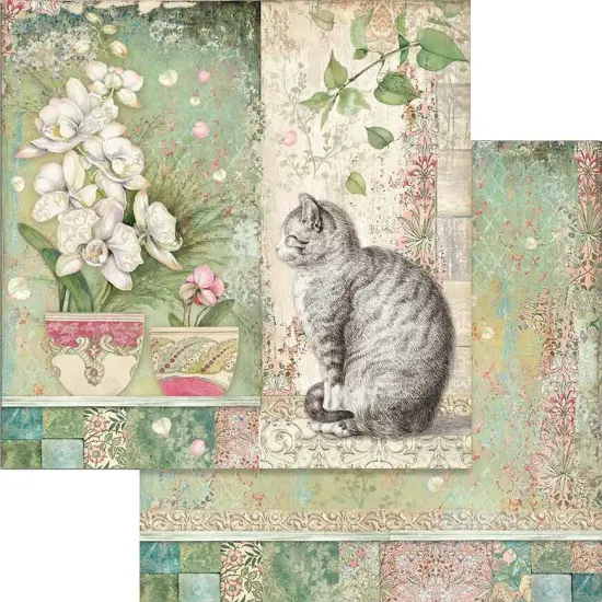 Stamperia Double-Sided Paper Pad 12"X12" 10/Pkg-Orchids & Cats, 10 Designs/1 Each {3}