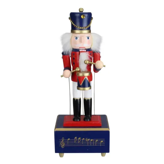 Northlight Nutcracker Drummer Animated and Musical Christmas Figure - 12" - Red and Navy {1}