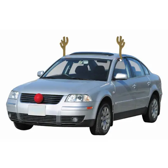 Mystic 19" Brown and Red Reindeer Christmas Car Decorating Kit - Universal Size {1}