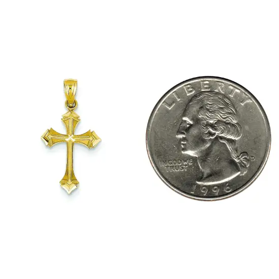 14K Yellow Gold Passion Cross Pendant Charm Jewelry 25mm x 13mm {2}
