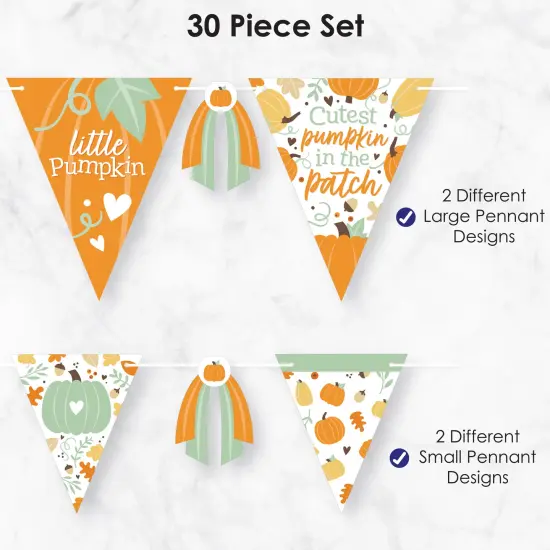 Big Dot of Happiness Little Pumpkin - DIY Fall Birthday Party or Baby Shower Pennant Garland Decoration - Triangle Banner - 30 Pieces {6}