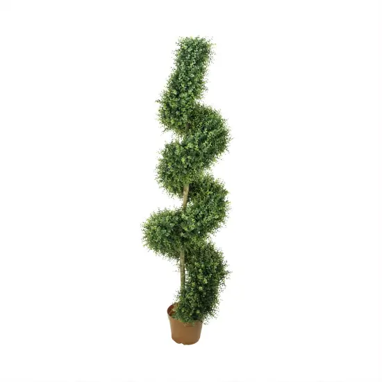 Northlight 6' Potted Two-Tone Artificial Boxwood Spiral Topiary Tree Green {1}