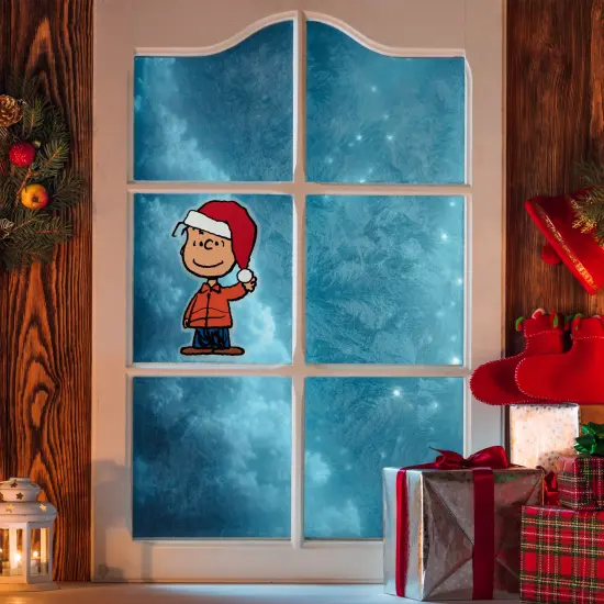 Northlight Peanuts Linus in Santa Hat Christmas Window Cling Decoration Red {3}