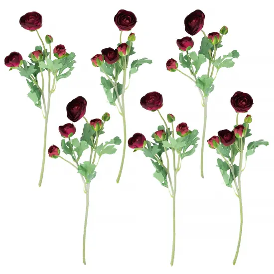 Northlight Real Touch&trade; Red Ranunculus Artificial Floral Sprays, Set of 6 - 21" {1}