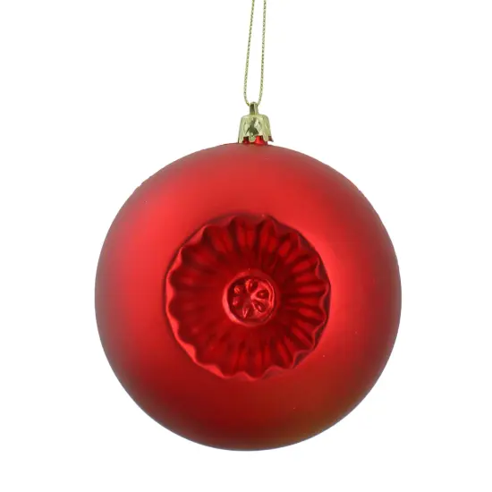 DAK Shatterproof Matte Christmas Ball Ornaments - 4" (100mm) - Red - 6ct {1}