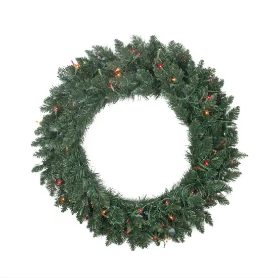 Northlight Pre-Lit Traditional Pine Artificial Christmas Wreath - 30" - Multicolor Lights Green {1}