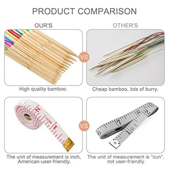 18 Pairs Bamboo Knitting Needles Set, Vancens Circular Wooden Knitting Needles with Colorful Plastic Tube, Small Tools for Weave are Included, 18 Sizes: 2mm - 10mm, 31.5" Length {5}