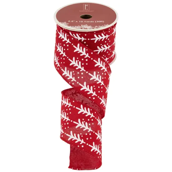 Northlight Red and White Christmas Tree Wired Craft Ribbon 2.5" x 10 Yards {7}