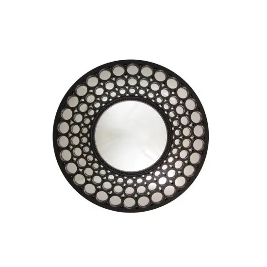Northlight 24.75" Glamorous Cascading Orbs Black Framed Round Wall Mirror {1}