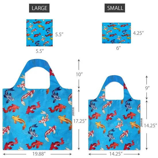 Wrapables Large & Small Allybag Foldable & Lightweight Reusable Grocery Bags (Set of 2) Koi Fish {2}