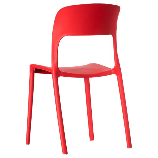 Modern Plastic Outdoor Dining Chair with Open Curved Back Single Red {4}