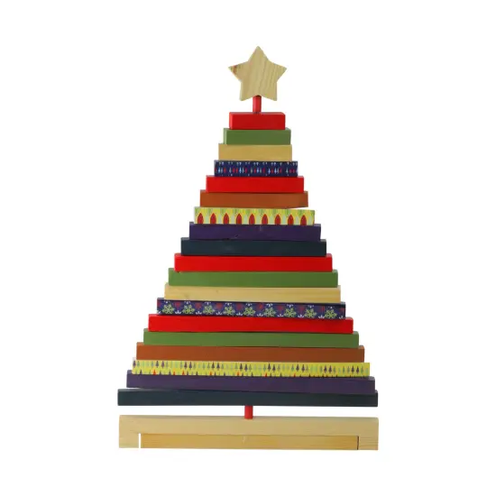 Northlight Adjustable Wooden Christmas Tree Decoration - 15.5" - Multicolor Beige {3}