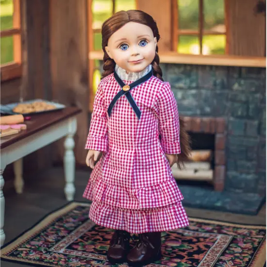 The Queen's Treasures 18 Inch Doll Clothes Laura Ingalls Red Check Dress {1}