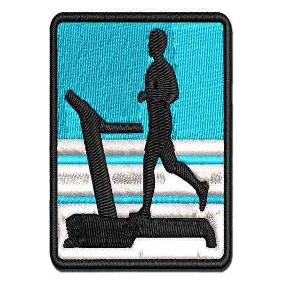 Man Running on Treadmill Cardio Workout Gym Multi-Color Embroidered Iron-On or Hook & Loop Patch Applique {1}