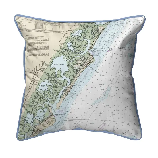Little Egg Inlet Nautical Map Pillow - 22x22 Multicolor {1}