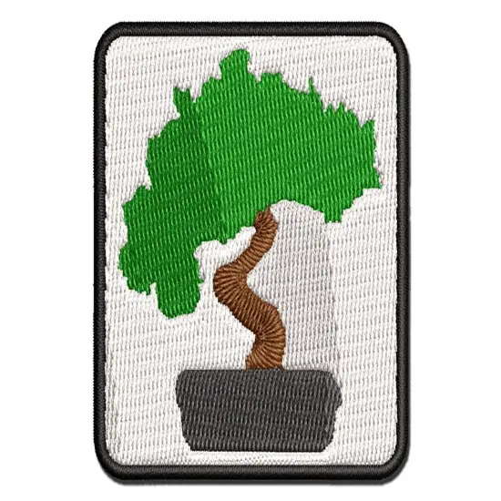Bonsai Tree Solid Multi-Color Embroidered Iron-On or Hook & Loop Patch Applique {1}