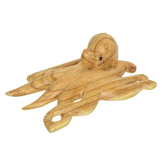 8 Inch Wood Octopus Hand Carved Nautical Sculpture Sea Life Home Decor Ocean Art {1}