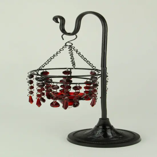 Glass Beaded Chandelier Votive Candle Holder On Stand Table Centerpiece {3}