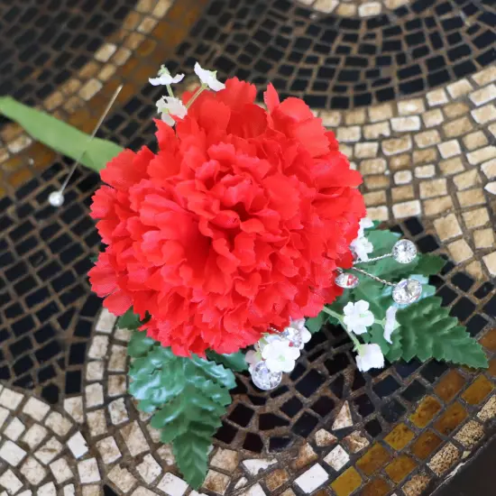 LGBT Carnation Picks: Set of 100, 3.5" Wide, Silk Flowers, Floral Home by Artificial Flowers Red {5}