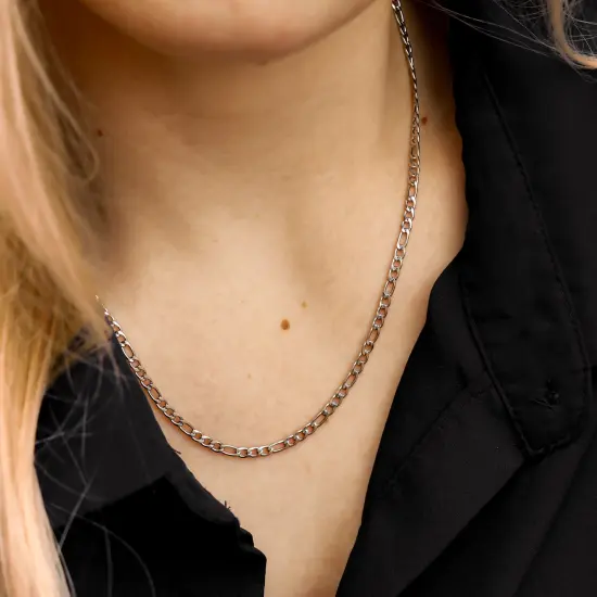 Stainless Steel Figaro Chain Necklace {5}